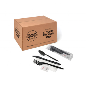 Cubiertos de plástico para la eliminación de paquetes, cubiertos de picnic, palillo de dientes desechable, tenedor, cuchillo, cuchara, juego de servilletas para comida rápida - Product Image 1