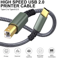 Câble USB Type C vers USB B 2.0 pour imprimante, scanner, clavier MIDI, piano numérique, plaqué or, blindé, 1M 2M 3M 5M