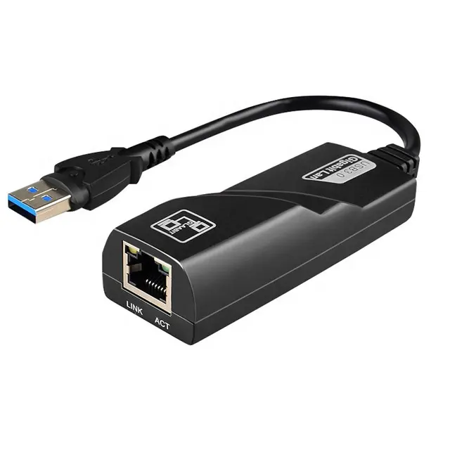 Venta al por mayor adaptador USB a Lan con Ethernet macho a hembra USB 3,0 con puerto LAN RJ45 para ordenador portátil PC Tv