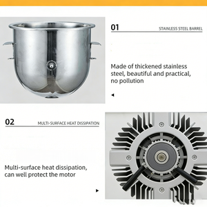 Mélangeur planétaire commercial 10L/20L/30L, mélangeur à pâte robuste avec 3 accessoires pour <span class=keywords><strong>boulangerie</strong></span> et pizzeria - Product Image 3
