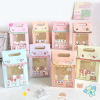 Boîte cadeau en carton à fenêtre transparente sur le thème des animaux de dessin animé avec poignée pour les anniversaires d'enfants, les fêtes d'entreprise, la décoration, l'emballage alimentaire