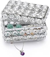 Boîte à bijoux en cristal avec pieds, coiffeuse à domicile, boîte de rangement pour bijoux en perles de diamant décorées