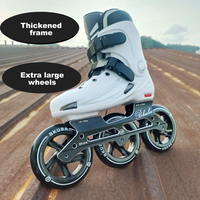 Patins à Roues Alignées de Vitesse à Trois Roues de Grande Taille pour Adultes et Enfants, Patins de Course de Rue avec Roues de 125 mm