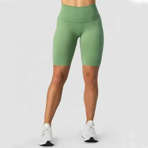 新款定制健身房健身套装供应商无缝瑜伽健身房穿紧身高腰运动短裤罗纹针织女性健身打底裤
