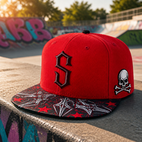 Topi Snapback Hip Hop Olahraga Bahan Corduroy Bernapas, Topi Skull Embossed, Topi Snapback Streetwear Custom Flat Bill Grosir