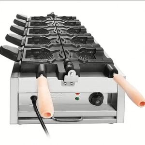 Machine de fabrication de gaufres de poisson à bouche ouverte Taiyaki en acier inoxydable 6 pièces - Product Image 1