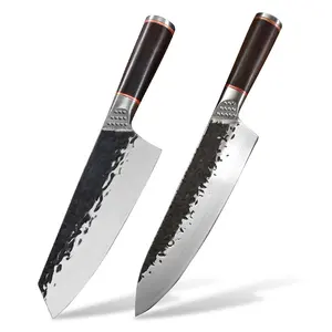 Conjunto de facas de chef de cozinha, profissional de aço inoxidável 5cr15mov 2 peças