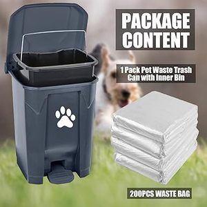 Con Chó Poop Thùng Rác Có Thể Ngoài Trời <span class=keywords><strong>Pet</strong></span> Với Nắp Con Chó Xử lý Chất Thải Container Handsfree Bàn Đạp Sân Vườn Nhà Với Chất Thải Bags15 L Grey - Product Image 2