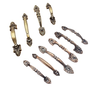 Poignée de porte en bronze rouge rétro en zinc chaud, bronze chinois, pour installation de vis à tête creuse, style ancien, petit modèle, pour la pose directe - Product Image 1