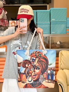 Công suất lớn hai mặt mô hình Vải <span class=keywords><strong>Tote</strong></span> Túi với dây xử lý đơn giản thời trang hàng ngày sử dụng mua sắm bãi biển túi in chữ - Product Image 6