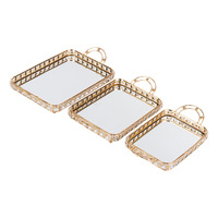 Assiette jetable en alliage d'aluminium gravée de cristaux dorés, écologique, pour usage domestique et en restaurant, style européen, vaisselle de mariage dorée