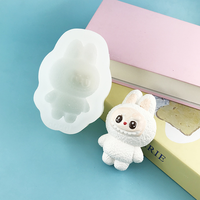 Moule en silicone Twller Plush Labubu Rabbit pour plâtre, béton, bricolage, film, pincement manuel, moule en silicone animal pour la fabrication de bougies