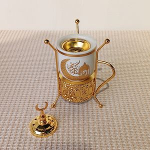 Новинка! Декор для Рамадана: современная керамическая и металлическая арабская курильница золотого и белого цвета для вечеринок, свадеб и дома. - Product Image 6