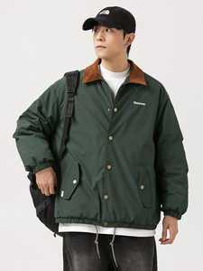 Blouson d'aviateur surdimensionné unisexe à col rabattu et à simple boutonnage vintage de conception personnalisée OEM - Product Image 4