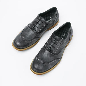 Chaussures habillées décontractées pour hommes, style anglais vintage, lacets, bout rond, effet vieilli, élévatrices, en cuir véritable, vente en gros - Product Image 3