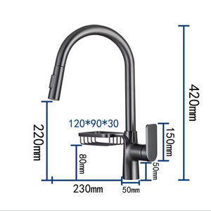 Robinet de cuisine en zinc <span class=keywords><strong>à</strong></span> tirette, robinet de cuisine extractible, robinet d'eau chaude et froide, robinet d'évier, vente en gros - Product Image 1