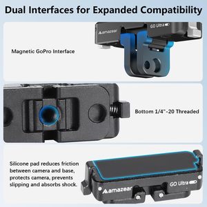 Amazear Professional Magnetic Mount for Insta360 GO Ultra Aluminum Alloy Quick-Release Base 1/4" Screw for Multi-Angle <b>Shooting</b> - Product Image 2