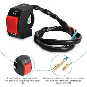 Interrupteur universel pour guidon de <span class=keywords><strong>moto</strong></span> 22 mm 7/8 pouces 12 V - Bouton marche/arrêt pour phare de <span class=keywords><strong>moto</strong></span> (rouge) - Product Image 3