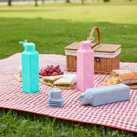 Bouteille d'eau pliable de qualité alimentaire, écologique, pour l'extérieur, vente en gros