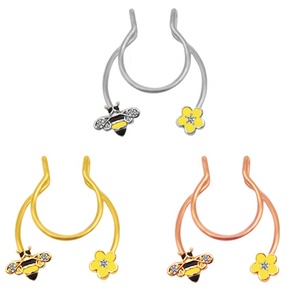 Gaby neues Design Edelstahl Schmetterling Blume Stil Nasen manschette Bulk nicht Piercing Nasenring Körpers chmuck - Product Image 4