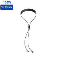 Cordon tressé multifonctionnel 100W PD à charge rapide avec double connecteur Type C pour appareils intelligents Type C, servant également de masseur de cou portable