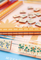 Set Permainan Mahjong Tema Pantai Liburan Tropis Lautan Mewah 3 Lapis Akrilik yang Dapat Disesuaikan, 160 Ubin untuk Hiburan Teman