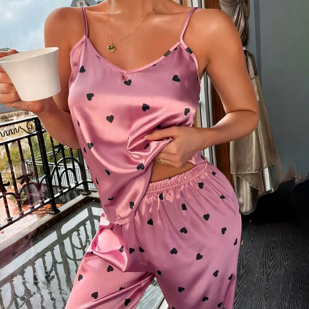 Sexy Lingerie Silk Satin Pajamas Set Women Sleepwear Nightwear Pajamas Custom Your Own Design