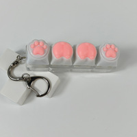 Capuchon de clavier en forme de patte de chat rose pour fille, en silicone souple, pour clavier mécanique, porte-clés, amusant à pincer (non compressé)