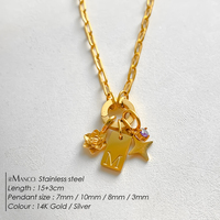 Pulsera de Cadena de Acero Inoxidable Chapada en Oro de 14K para Mujer, con Colgante de Letra M, Flor y Estrella, Joyería Emanco