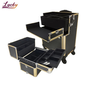 2-In-1 Rollende Make-Up Treinkoffer Met Grote Capaciteit Cosmetische Doos Met Wielen Van Hoge Kwaliteit Trolley Schoonheidskunstenaar Make-Up Case - Product Image 6