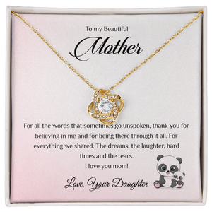 To My Beautiful Mother Silver Love Knot Pendant <b>Necklace</b> with Custom Text Card-Mother's Day Gift <b>Daughter</b> UIONEN Craft DIY 519 - Product Image 6