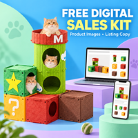En gros, Cubes modulaires colorés en feutre pour chat, empilables, DIY, Tour d'agrément pour chat d'intérieur, Repaire pour animaux de compagnie