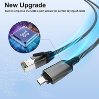 MacBook Pro/Air iPhone 15 seri Gigabit LAN jaringan USB C Tipe C RJ45 adaptor Ethernet kabel 1000M nilon jaket kepang