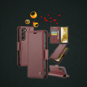 เคสโทรศัพท์หนังสำหรับ <span class=keywords><strong>Samsung</strong></span> <span class=keywords><strong>Galaxy</strong></span> S22 Ultra 5G ดีไซน์ใหม่ caseme <span class=keywords><strong>023</strong></span>หัวเข็มขัดผีเสื้อผิวลิ้นจี่ RFID กันขโมย OPP - Product Image 3