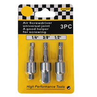 3 Pcs Joint universel CR-MO adaptateur de douille de perceuse électrique adaptateur de douille d'impact carré à hexagone 3/8 1/2 1/4 pouces