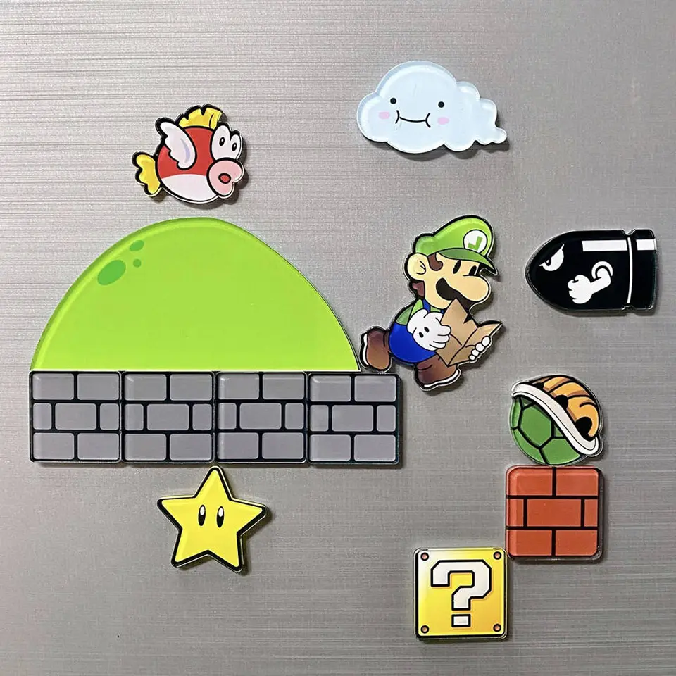 Японские Мультяшные супер Марио магниты на холодильник, акриловые магниты на холодильник, лидер продаж, популярные супер Марио магниты на холодильник