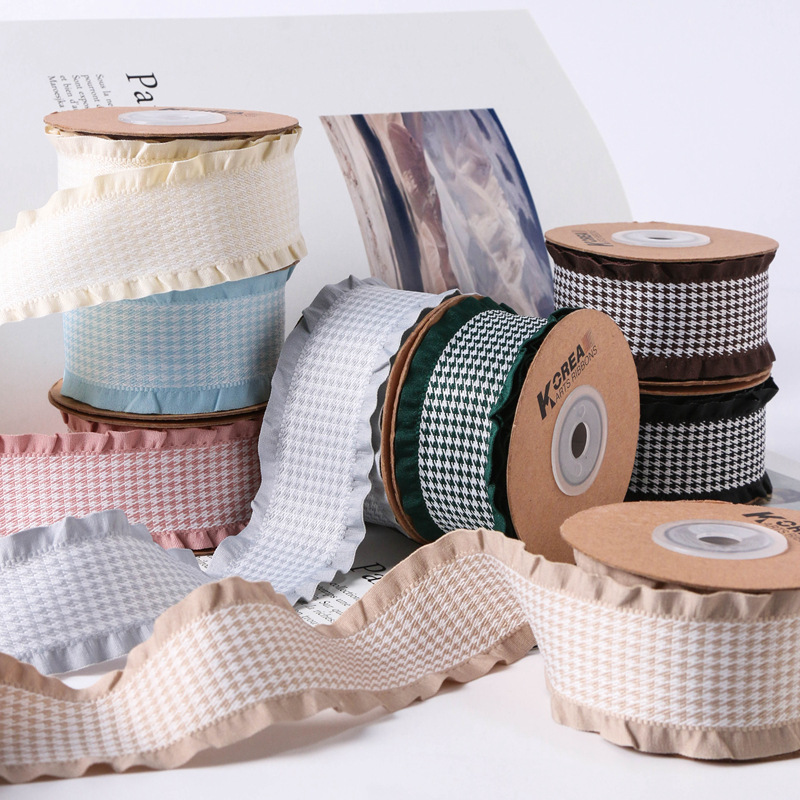 Factory Wholesale Multicolour Ruffled Polyester Ribbon for Gift Box Packing