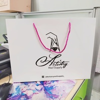 Sac en Papier Cartonné Blanc de Luxe Rose et Blanc avec Poignées, Impression Personnalisée de Logo, Écologique, pour Mode, Shopping, Vêtements et Cadeaux