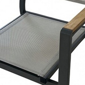 Uplion Modern Design Metal <b>Frame</b> Chair with <b>Oak</b> Wood Armrest Comfortable Outdoor Patio Garden Dining Furniture for Park Villa - Product Image 5