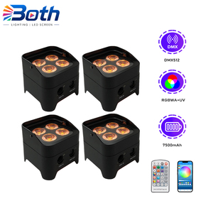 ไฟพาร์ LED ไร้สาย DMX ขนาดเล็ก 4x18W RGBWA+UV ใช้แบตเตอรี่ สำหรับงานปาร์ตี้และเวที - Product Image 1
