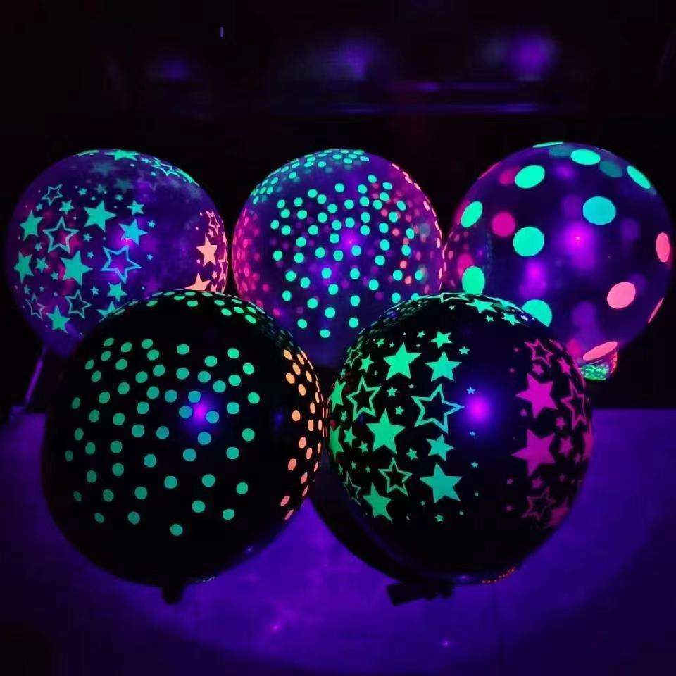 12 Inch Transparent Fluorescent Latex UV Glow Balloons Party Neon Balloon Atmospheric Balloon Arrangement