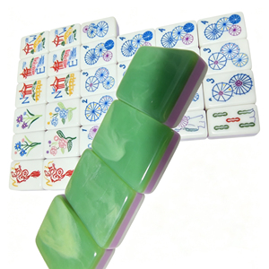 Juego de 166 Fichas de Mahjong Americanas de Color <span class=keywords><strong>Verde</strong></span> Jade con Núcleo Morado, Patrón Clásico de Dragón y <span class=keywords><strong>Linterna</strong></span>, de Melamina - Product Image 4