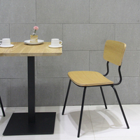 Chaise de café à dossier, cadre métallique d'intérieur, siège en bois, chaise de salle à manger