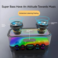 Haut-parleur BT portable en forme de piano double haut-parleur sans fil transparent portable avec clavier HiFi 2.0 stéréo rvb rétro-éclairé
