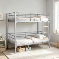 Lit superposé moderne en acier, double sur double, avec barrières de sécurité complètes et échelle – Vente en gros