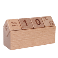 Calendrier perpétuel en bois, bloc de calendrier de bureau à feuillets pour affichage du mois, de la date et du jour de la semaine, calendrier de bureau en bois naturel pour la décoration de la maison et du bureau