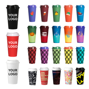 แก้วพลาสติกพิมพ์โลโก้สำหรับงานโปรโมชั่น ธุรกิจ ขายส่ง แก้วน้ำปาร์ตี้ ขนาด 16 ออนซ์ แก้วน้ำผลไม้ กาแฟ แก้วเดินทาง - Product Image 1
