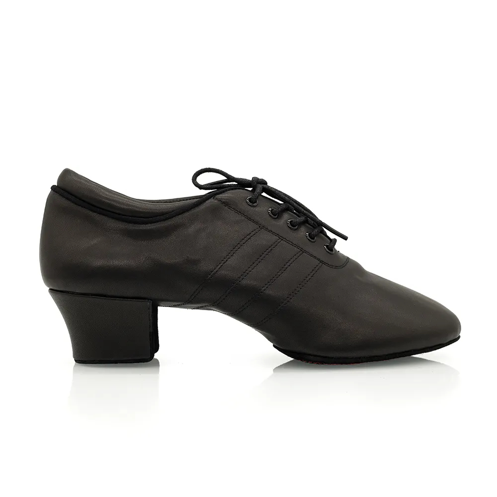 Black Leather 2 point 5cm cuban heel practice men ballroom standard latin sport dance shoes