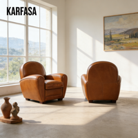 Canapé-fauteuil de luxe en cuir véritable de style rétro européen-américain pour salon, fauteuil de designer pour bureau, meubles personnalisables