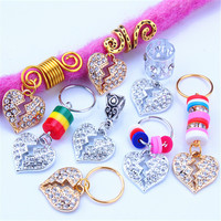 1 sac d'accessoires de coiffure pour enfants : bijoux pour tresses, anneaux de cheveux, pendentifs cœur creux en alliage à ressort, épingles à cheveux, pour DIY et fêtes